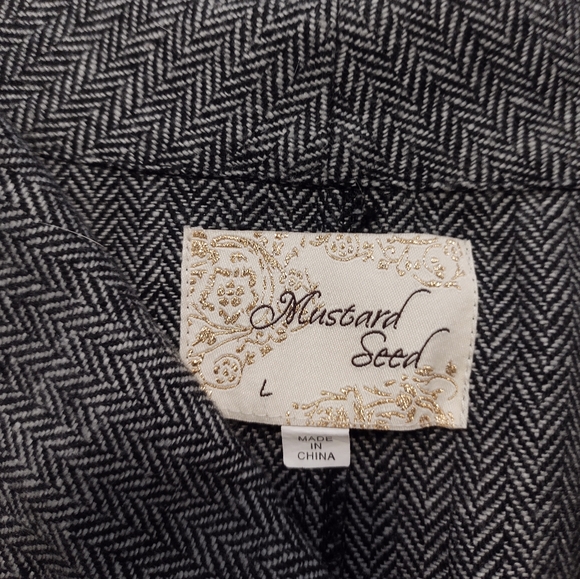 Large Short Sleeve Blazer Gray & Black Herringbone - Picture 8 of 8